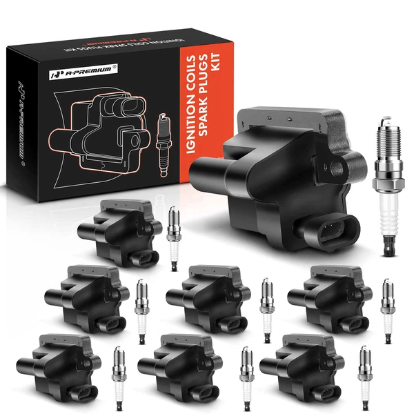 2001-2006 Chevrolet Silverado 3500 Ignition Coil and Spark Plug Kit Set of 8 Iridium Series, 4-Blade Terminal A-Premium APIC0573