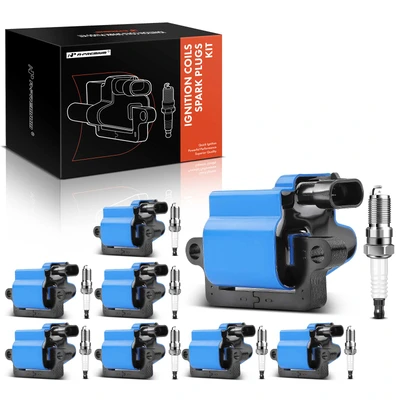 8 Pcs Blue Ignition Coil & 8 Pcs IRIDIUM Spark Plug Kit