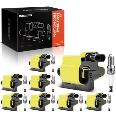 8 Pcs Yellow Ignition Coil & 8 Pcs IRIDIUM Spark Plug Kit