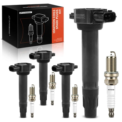 4 Pcs Ignition Coil & 4 Pcs Iridium & Platinum Spark Plug Kit
