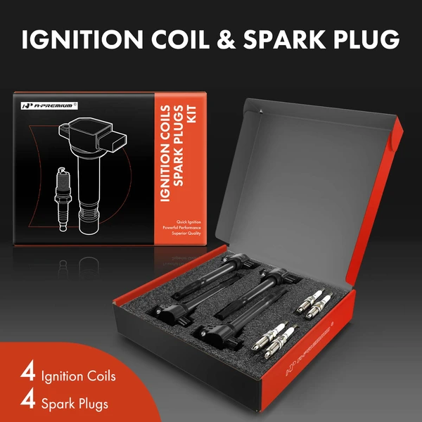 Ignition Coil and Spark Plug Kit Set of 8 Iridium & Platinum Series, 3-Blade Terminal A-Premium APIC0966