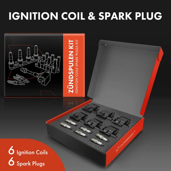 Ignition Coil and Spark Plug Kit Set of 12 Iridium & Platinum Series, 4-Blade Terminal A-Premium APICK02PPW