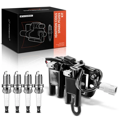 1 Pc Black Ignition Coil & 4 Pcs IRIDIUM Spark Plug Kit