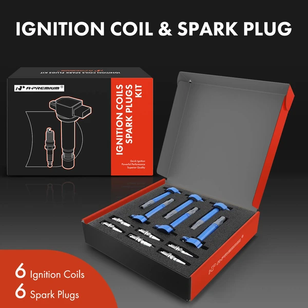 Ignition Coil and Spark Plug Kit Set of A Set of 12 Iridium Series, 3-Blade Terminal A-Premium APIC0563