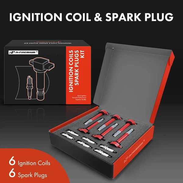 Ignition Coil and Spark Plug Kit Set of A Set of 12 Iridium Series, 3-Blade Terminal A-Premium APIC0564