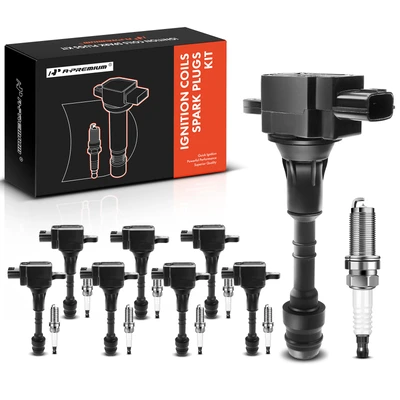 2004 Nissan Pathfinder Armada Ignition Coil and Spark Plug Kit Set of 8 Iridium Series, 3-Blade Terminal A-Premium APIC0565