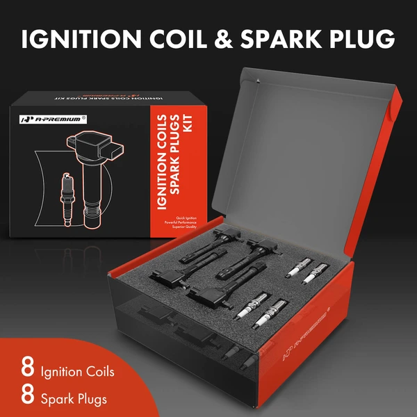 Ignition Coil and Spark Plug Kit Set of A Set of 16 Iridium Series, 3-Blade Terminal A-Premium APIC0565