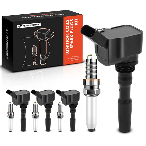 Ignition Coil and Spark Plug Kit Set of A Set of 8 Iridium Series, 4-Blade Terminal A-Premium APIC0836