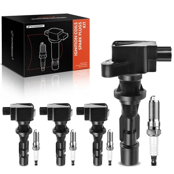 Ignition Coil and Spark Plug Kit Set of A Set of 8 Iridium Series, 2-Blade Terminal A-Premium APIC0566