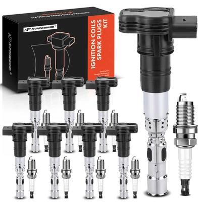 8 Pcs Black Ignition Coil & 8 Pcs IRIDIUM Spark Plug Kit