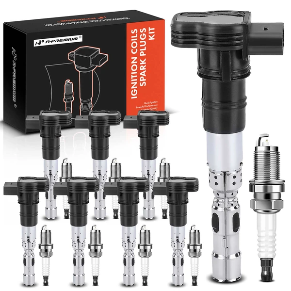 2004-2006 Volkswagen Phaeton Ignition Coil and Spark Plug Kit Set of 16 Iridium Series, 4-Blade Terminal A-Premium APIC0674