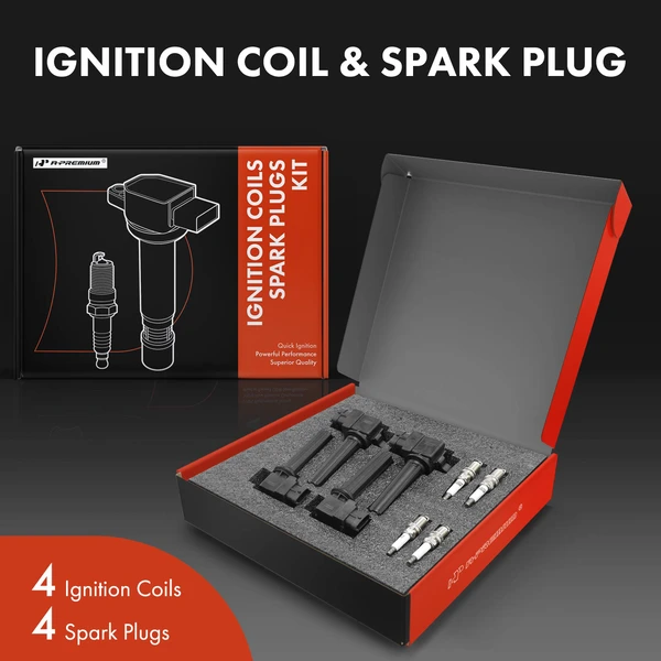 Ignition Coil and Spark Plug Kit Set of 8 Iridium Series, 4-Blade Terminal A-Premium APIC0816