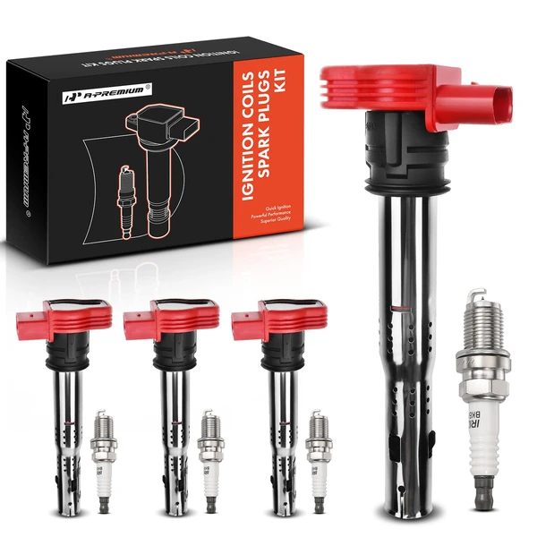 2007-2010 Audi Q7 Ignition Coil and Spark Plug Kit Set of A Set of 8 Iridium Series, 4-Blade Terminal A-Premium APIC0568