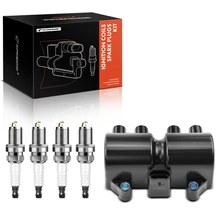 1 Pc Black Ignition Coil & 4 Pcs IRIDIUM Spark Plug Kit