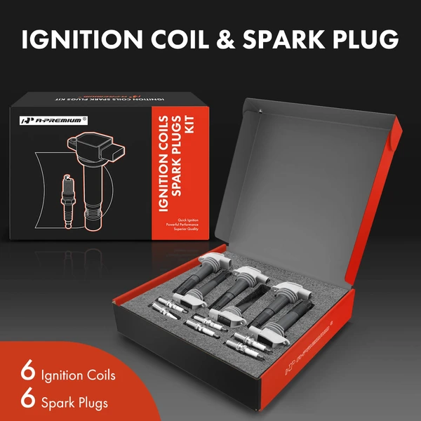 Ignition Coil and Spark Plug Kit Set of 12 Iridium Series, 4-Blade Terminal A-Premium APIC0690