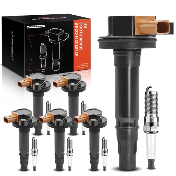 Ignition Coil and Spark Plug Kit Set of A Set of 12 Iridium Series, 3-Pin Terminal A-Premium APIC0821