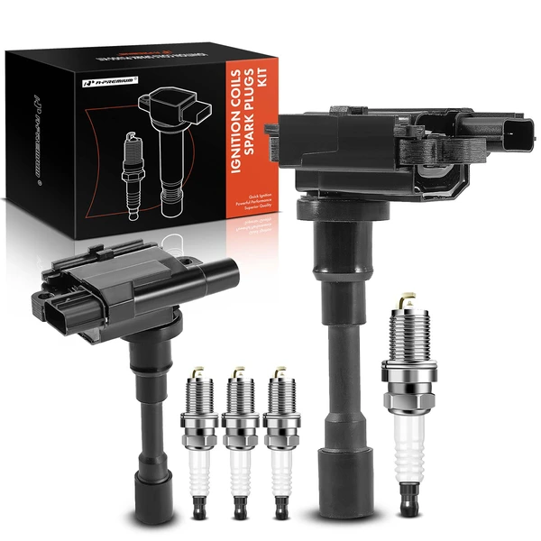 Ignition Coil and Spark Plug Kit Set of A Set of 6 Iridium Series, 3-Blade Terminal A-Premium APIC0787