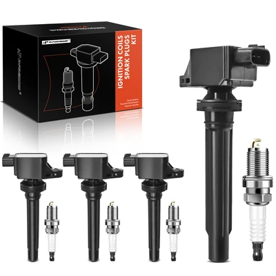 4 Pcs Black Ignition Coil & 4 Pcs IRIDIUM Spark Plug Kit