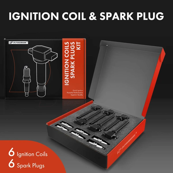 Ignition Coil and Spark Plug Kit Set of 12 Iridium Series, 3-Blade Terminal A-Premium APIC0583