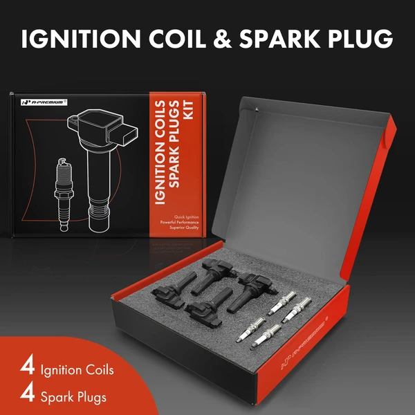 Ignition Coil and Spark Plug Kit Set of 8 Iridium Series, 3-Blade Terminal A-Premium APIC0823