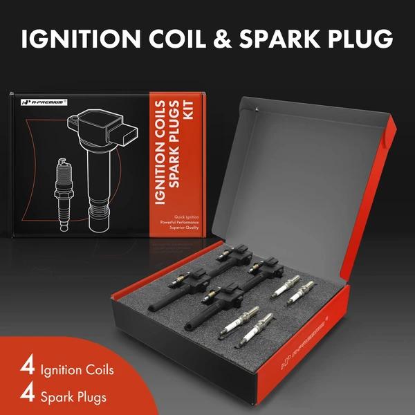 Ignition Coil and Spark Plug Kit Set of 8 Iridium Series, 3-Blade Terminal A-Premium APIC0863