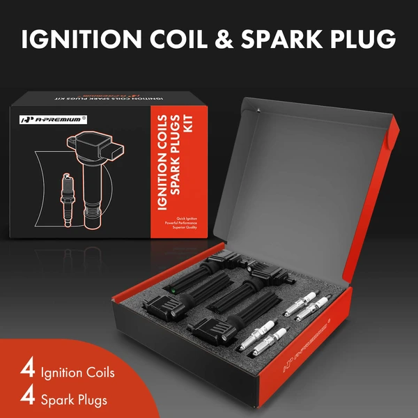 Ignition Coil and Spark Plug Kit Set of 8 Iridium & Platinum Series, 3-Pin Terminal A-Premium APIC0623