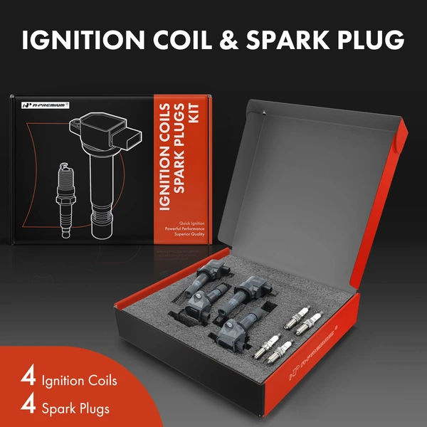 Ignition Coil and Spark Plug Kit Set of 8 Iridium Series, 3-Pin Terminal A-Premium APIC0772