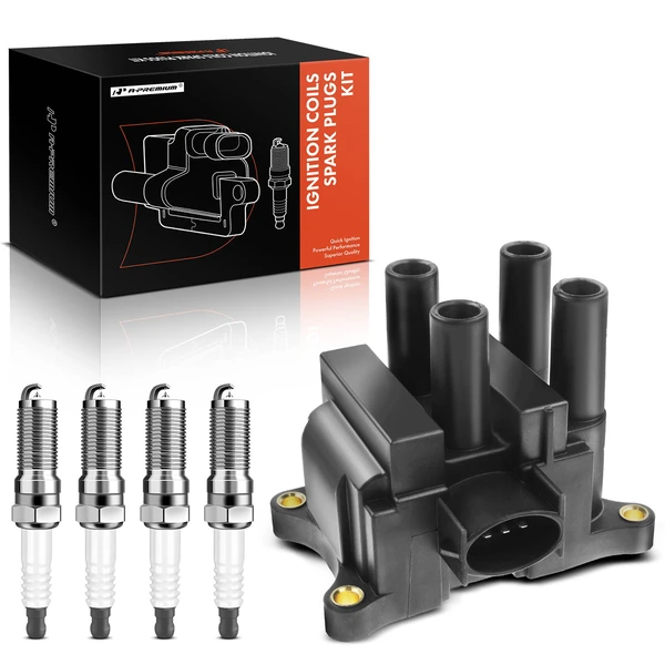 1999-2000 Ford Contour Ignition Coil and Spark Plug Kit Set of One Set Iridium Series, 3-Blade Terminal A-Premium APIC0584