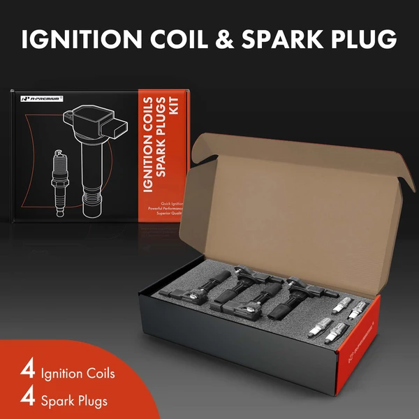 Ignition Coil and Spark Plug Kit Set of A Set of 8 Iridium Series, 4-Pin Terminal A-Premium APIC0842