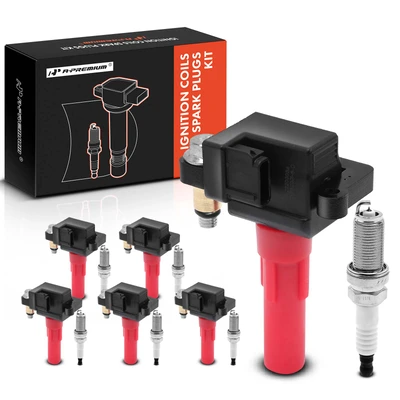 6 Pcs Black Ignition Coil & 6 Pcs IRIDIUM Spark Plug Kit