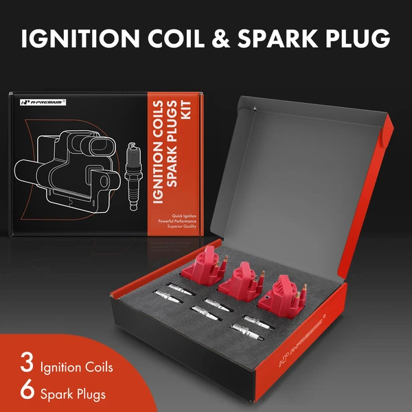 Ignition Coil and Spark Plug Kit Set of A Set of 9 Iridium Series, 2-Blade Terminal A-Premium APIC0589