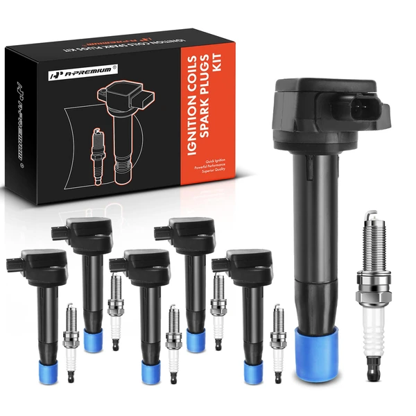 2012 Honda Crosstour Ignition Coil and Spark Plug Kit Set of 6 Iridium Series, 3-Blade Terminal A-Premium APIC0577