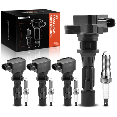 4 Pcs Black Ignition Coil & 4 Pcs IRIDIUM Spark Plug Kit