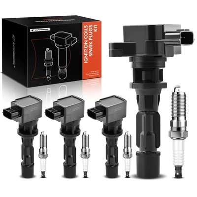 4 Pcs Black Ignition Coil & 4 Pcs IRIDIUM Spark Plug Kit