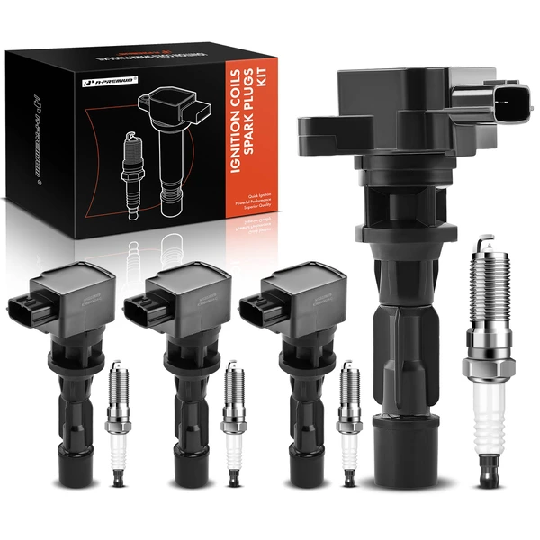 Ignition Coil and Spark Plug Kit Set of A Set of 8 Iridium Series, 3-Blade Terminal A-Premium APIC0682