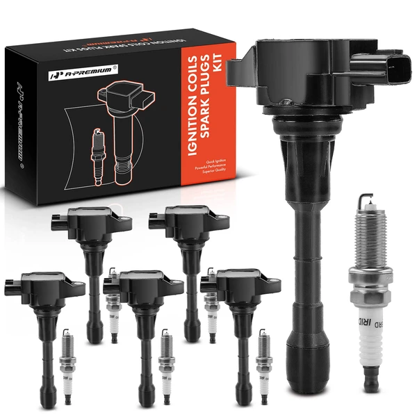 2009-2020 Nissan 370Z Ignition Coil and Spark Plug Kit Set of A Set of 12 Iridium Series, 3-Blade Terminal A-Premium APIC0683