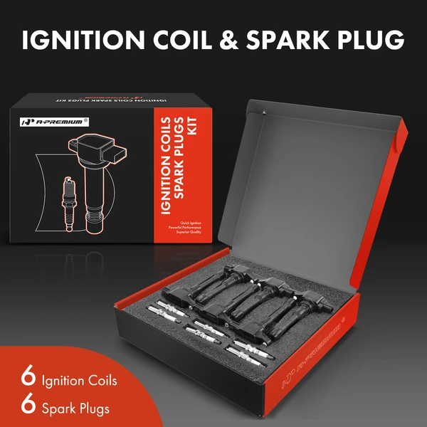 Ignition Coil and Spark Plug Kit Set of A Set of 12 Iridium Series, 3-Blade Terminal A-Premium APIC0683