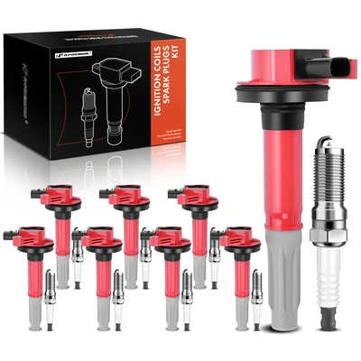 8x Red Ignition Coil & 8x Iridium Spark Plug Kit