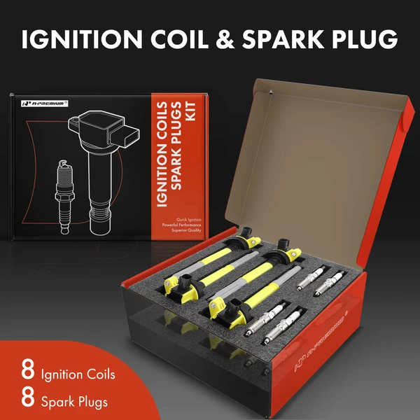 Ignition Coil and Spark Plug Kit Set of 16 Iridium Series, 2-Blade Terminal A-Premium APIC0687