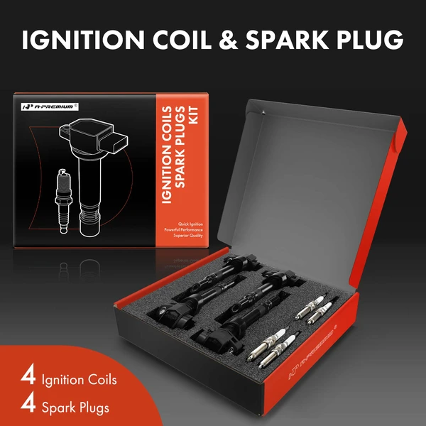 Ignition Coil and Spark Plug Kit Set of 8 Iridium & Platinum Series, 2-Blade Terminal A-Premium APIC0968