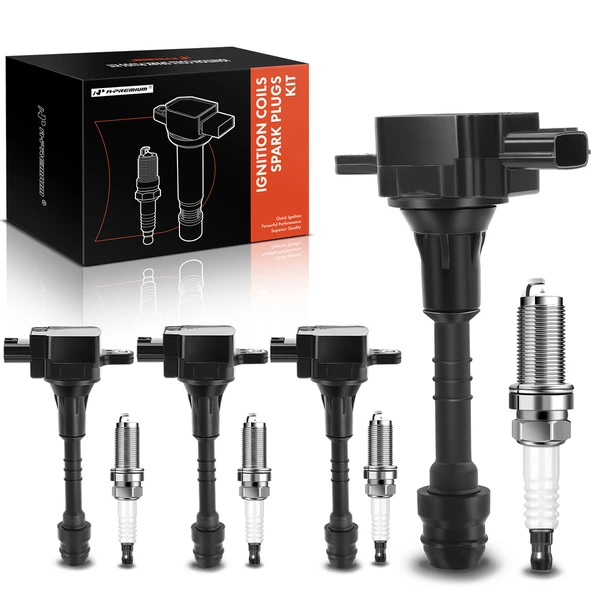 Ignition Coil and Spark Plug Kit Set of A Set of 8 Iridium Series, 3-Blade Terminal A-Premium APIC0696