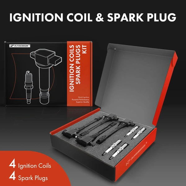 Ignition Coil and Spark Plug Kit Set of A Set of 8 Iridium Series, 3-Blade Terminal A-Premium APIC0696
