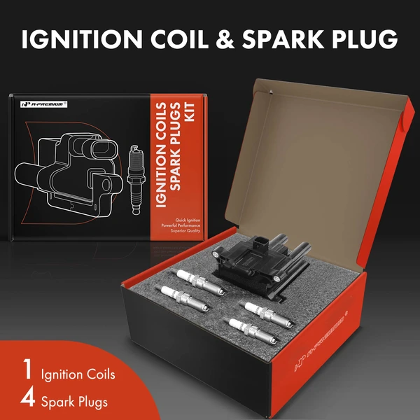 Ignition Coil and Spark Plug Kit Set of A Set of 5 Iridium Series, 3-Pin Terminal A-Premium APIC0802