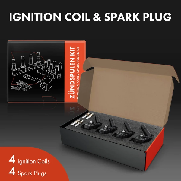 Ignition Coil and Spark Plug Kit Set of 8 Iridium & Platinum Series, 4-Blade Terminal A-Premium APICK03PPW