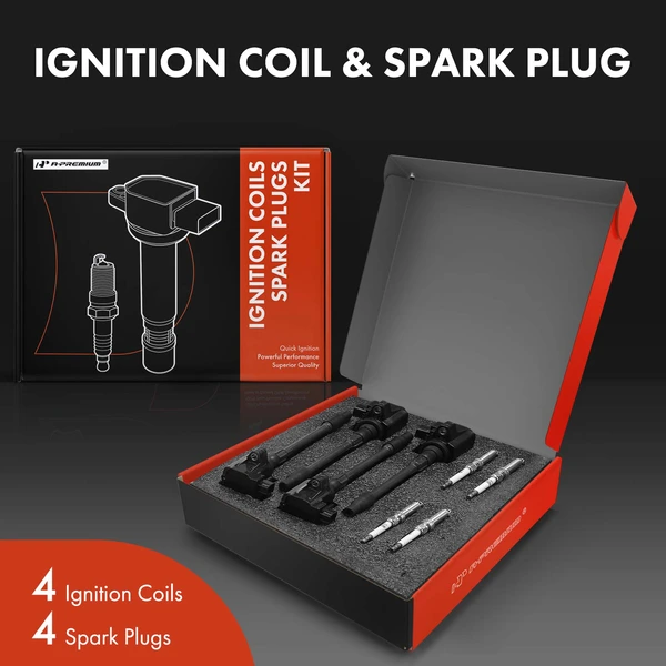 Ignition Coil and Spark Plug Kit Set of 8 Iridium Series, 3-Blade Terminal A-Premium APIC0848