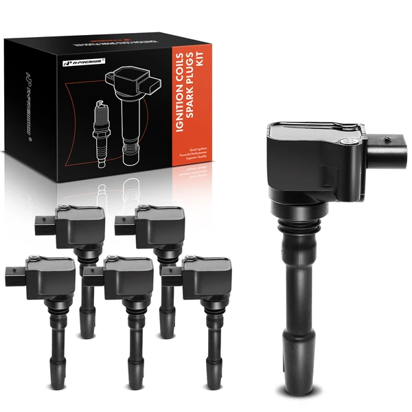 Ignition Coil and Spark Plug Kit Set of 6 Iridium Series, 4-Blade Terminal A-Premium APIC0849