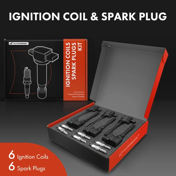 Ignition Coil and Spark Plug Kit Set of 6 Iridium Series, 4-Blade Terminal A-Premium APIC0849
