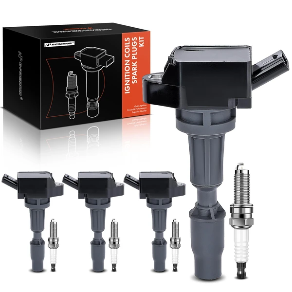 2016-2018 Hyundai Santa Fe Sport Ignition Coil and Spark Plug Kit Set of A Set of 8 Iridium Series, 4-Pin Terminal A-Premium APIC0776