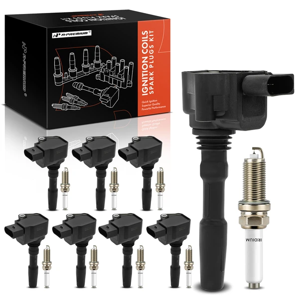 2017-2018 Audi S8 Ignition Coil and Spark Plug Kit Set of A Set of 16 Iridium Series, 4-Blade Terminal A-Premium APIC0856
