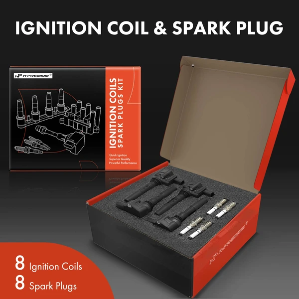 Ignition Coil and Spark Plug Kit Set of 16 Iridium Series, 4-Blade Terminal A-Premium APIC0856